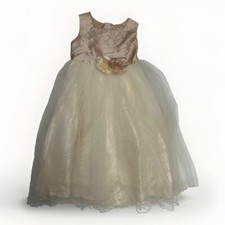 Kids Dream Flower Girl Dress Champagne Peach - Tulle Underskirt Age 7-8