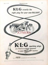 VELOCETTE 'Valiant' Motor Cycle K-L-G Spark Plugs Advert : 1957 M/Cycle Print