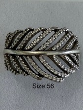 PANDORA FEATHERS RING SIZE 56 REF 190886CZ NOW RETIRED