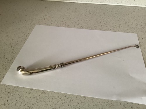 30cm silver button hook - silver,