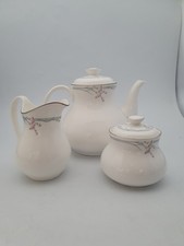 Royal Doulton 'Carnation' Tea Pot with Milk Jug & Lidded Sugar Bowl