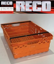 10 X ORANGE USED BALE ARM TRAY / STACKING CRATE 600 x 400 x 200mm STORAGE BOX 