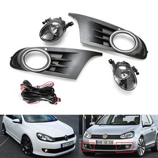 Front Bumper Driving Fog Spot Light Grille Kit Fit For VW Golf VI MK6 2009-2012