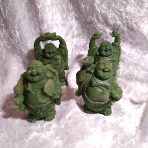 Green resin laughing buddha - green,