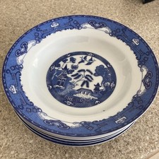 6 Vintage Royal Norfolk Blue And White Patterned 8” Bowls