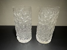 Whitefriars 1960’s 'Glacier' Hand Finished Textured Glass Tall Tumblers English