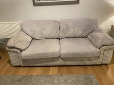 2 Jumbo Cord 3 Seater Sofas Light Grey