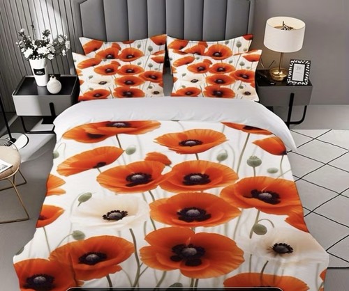 Double poppy quilt cover and - double,