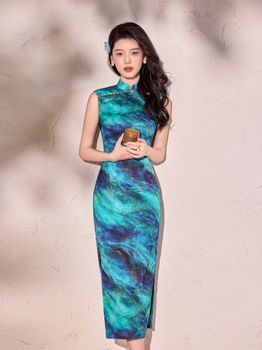 Ladies blue marble sleeveless - ladies,