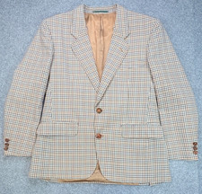 Dunn & Co Mens Blazer Jacket 38 Short Beige Check Plaid Cambridge Collection