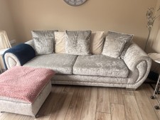 4 Seater Sofa and Cuddle Chair with Footstool