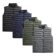 Mens Quilted Padded Gilet Outdoor Sleeveless Coat Bodywarmer Military Jkt S-5XL