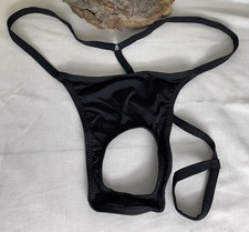 Man Sheer Black Panties With Large Front Aperture & Adjustable Security Hoop.