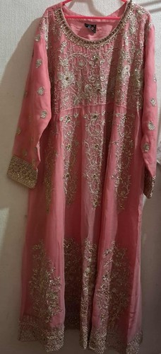 Pink anarkali with gold sequin - anarkali,