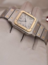 Cartier Santos Carree, White Dial Steel & Gold Watch, Ref 2961