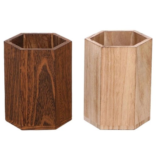 1pc wooden pen pot holder - wooden,