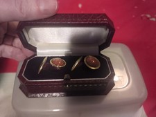 Vintage Aventurine And 9ct Gold  Cufflinks