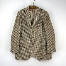 Harris Tweed Jacket Mens 40L Brown Houndstooth Dunn & Co Hacking Sports Blazer
