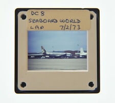 35MM SLIDE AIRCRAFT 1973 DOUGLAS DC-8 SEABOARD WORLD AT HEATHROW A82