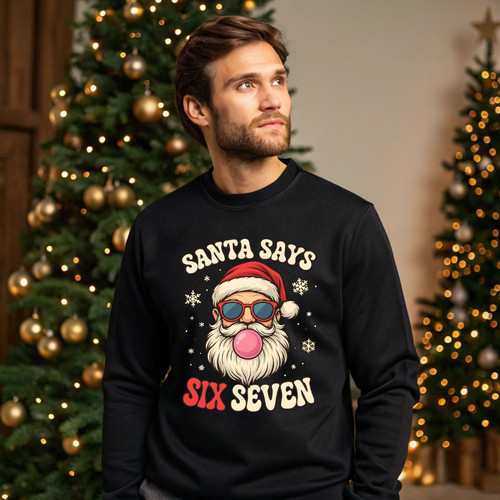 Santa says six seven christmas - says,