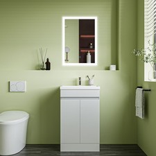 500mm Freestanding Vanity Unit Basin Sink Bathroom Cabinet Gloss White Separate