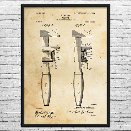 Pipe wrench patent - wrench, wall