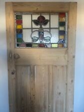 XSG18b (31 3/4 x 78 3/4) Original 1930's Period Pine Stained Glass External Door