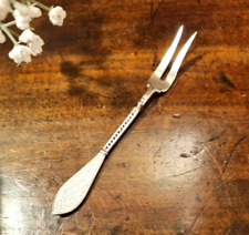 ANTIQUE NORWAY Marius Hammer 900 Solid SILVER  & ENAMEL COCKTAIL FORK