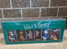 Vintage Walt Disney Ornaments Schmid Character Set Of 6 Hand Painted With Box