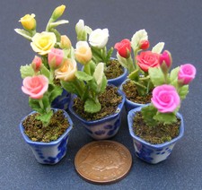 Dolls House Bunch Of Roses Flowers In A Pot Tumdee 1:12 Scale Miniature ML
