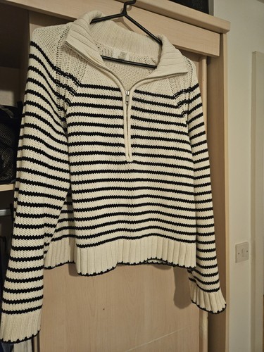 Cream striped half - striped,