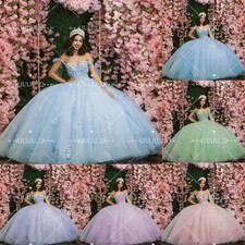 Quinceanera Dress Off The Shoulder 3D Flower Sweet 15 16 Party Prom Ball Gowns