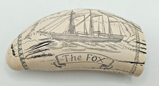 SCRIMSHAW FAUX WHALE TOOTH WILLIAM PENNY THE FOX 5"