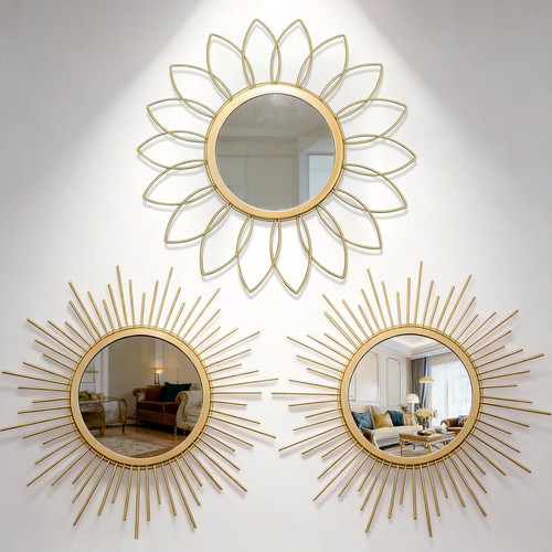 Boho sunburst wall mirror - sunburst, set