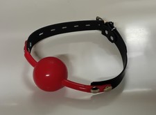 NEW Real Leather XXL 60mm RED Silicone BALL GAG locking strap bondage fetish #5
