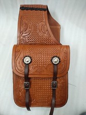 Premium Leather Western Trail Tooling Carving Horse Saddle Bag