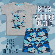 Baby Boys Camo Blue Grey Top