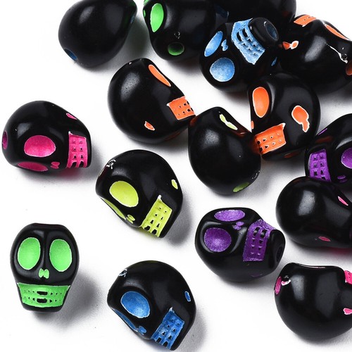 100pcs skull beads black - skull, &