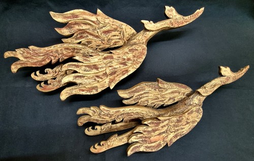 Two large gilded wooden asian - large,