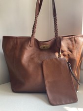 Mulberry oak brown nappa leather Dorset tote shoulder shop bag + pouch