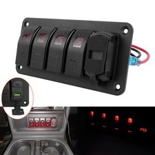 12V/24V 4 Gang Red LED Rocker