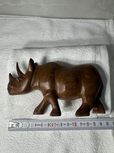 Vintage wooden rhino sculpture - wooden,