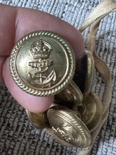 VINTAGE NAVAL BRASS BUTTONS x8 23mm Diameter Weight 6gms Roped Edge Design