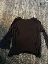 Zara Black Knit Tie Open Sleeve Junper Top