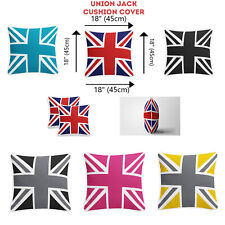 Union Jack Cushion Covers 100%Cotton UK British Flag Case PipeEdge Zip Entry 18"