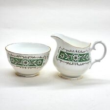 VINTAGE DUCHESS FLORENCE BONE CHINA MILK JUG & SUGAR BOWL GREEN FLORAL UK