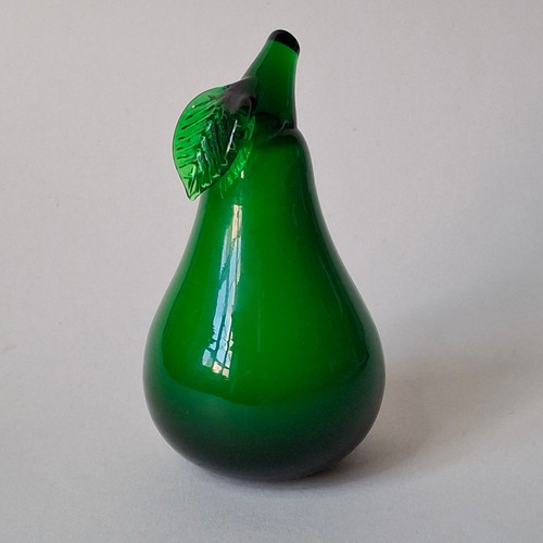 Green glass pear - green,