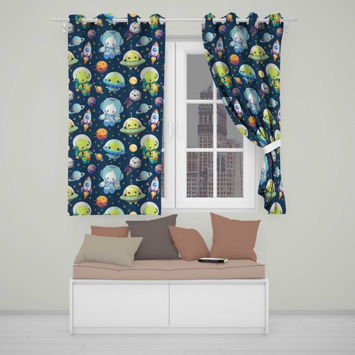 Blackout eyelet curtains space - blackout,