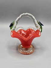 Vintage Hand Blown Red Ruffled