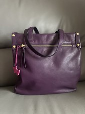 Radley London Purple Leather Tote Bag With Pink Dog Charm